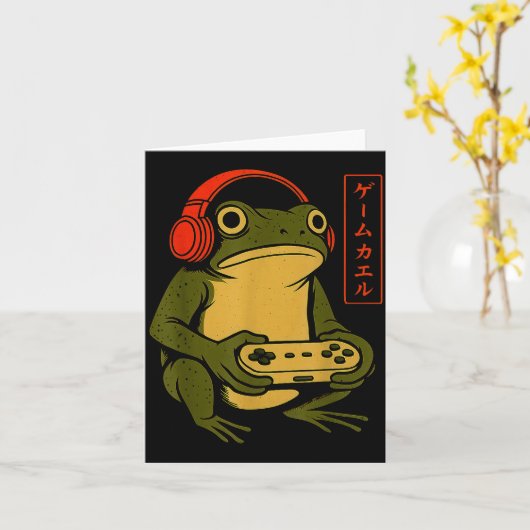 Carte Japanese Gamer Frog Art Men Women Boys Funny Vinta (Fleur jaune)
