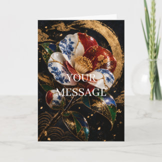 Carte Japanese Tsubaki Camellia Gold Art Card