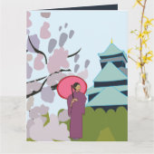 Carte Japon Cherry Blossom Geisha Kimono (Fleur jaune)