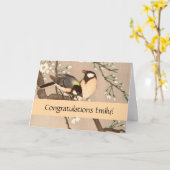 Carte Japonais Asiatique Koson Bird Chickadee Songbird (Fleur jaune)