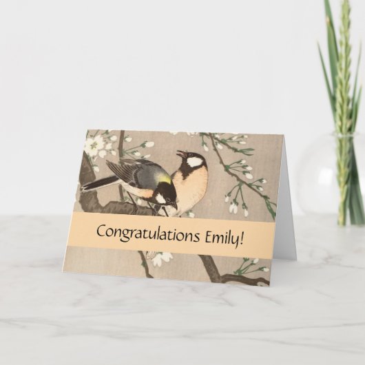 Carte Japonais Asiatique Koson Bird Chickadee Songbird (Devant)