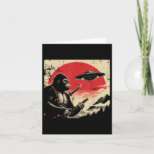 Carte Japonais Bigfoot Samurai Ufo Sasquatch Vintage