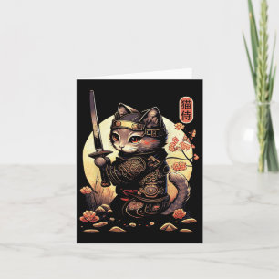 Carte Japonais Samurai Chat Tattoo, Kawaii Ninja Chat