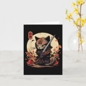 Carte Japonais Samurai Chat Tattoo, Kawaii Ninja Chat _2 (Fleur jaune)