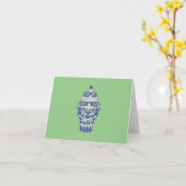 Carte Jar de gingembre bleu et blanc (Fleur jaune)