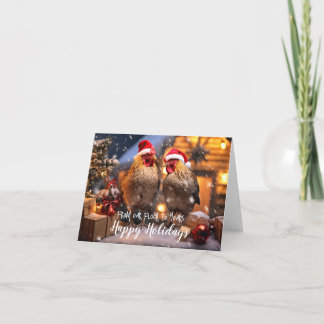 Carte Jardin amusant poulets Noël Joyeux jours fériés