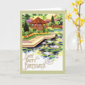Carte Jardin aux fleurs vintages Anniversaire (Fleur jaune)
