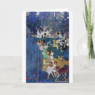 Carte Jardin avec chien et chat, Jessie Willcox Smith