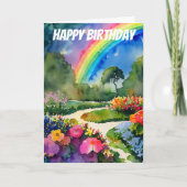 Carte Jardin avec Fleurs et Aquarelle arc-en-ciel (Devant)