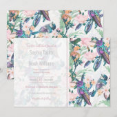 Carte Jardin botanique blanc Fleurs et oiseaux (Devant / Derrière)