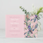 Carte Jardin botanique rose Fleurs et oiseaux (Debout devant)