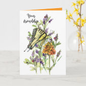 Carte Jardin D'Amitié Dans Mon Coeur Fleurs Papillons (Fleur jaune)