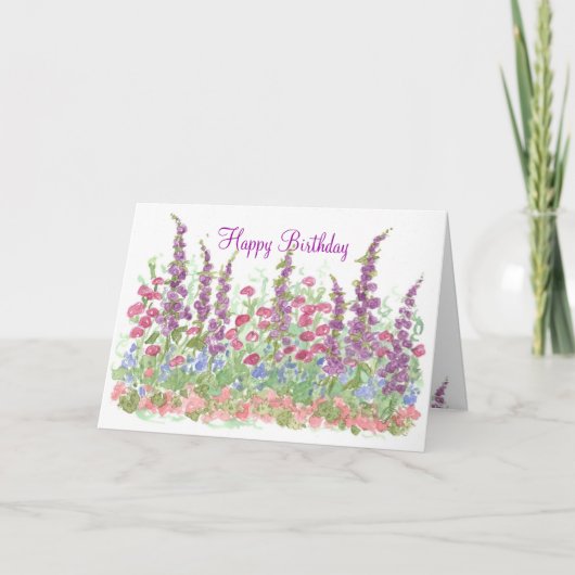 Carte Jardin d'aquarelle de joyeux anniversaire de (Devant)