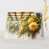 Carte Jardin d'aquarelle de Roses Jaunes (Fleur jaune)