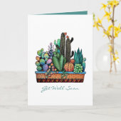 Carte Jardin De Cactus À L'Aquarelle Cute Dans Un Beau P (Fleur jaune)