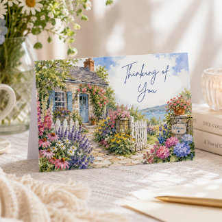 Carte Jardin de Cottage à l'aquarelle élégante Pensées p