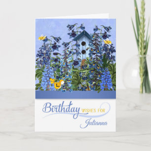 Carte Jardin de Delphinium pour anniversaire de juillet
