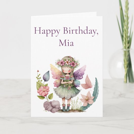 Carte Jardin de fées mignonnes Filles Anniversaire (Devant)