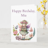 Carte Jardin de fées mignonnes Filles Anniversaire (Fleur jaune)