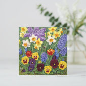 Carte Jardin de fleurs printanières colorées (Debout devant)
