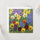 Carte Jardin de fleurs printanières colorées (Devant/Arrière en situation)