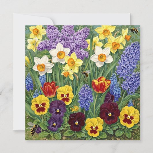 Carte Jardin de fleurs printanières colorées (Devant)