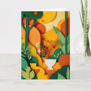 Carte Jardin de papier ensoleillé en fleurs
