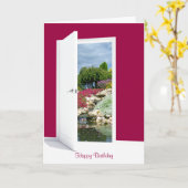 Carte Jardin de roche et cascade à l'anniversaire de por (Fleur jaune)