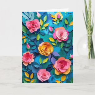Carte Jardin de roses en papier découpé vibrant