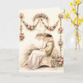 Carte Jardin de roses Regency lisant une dame (Fleur jaune)