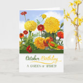 Carte Jardin de Tagetes pour un anniversaire en Octobre (Fleur jaune)