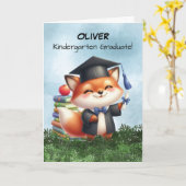 Carte Jardin d'enfants Graduation Garçon Fox Félicitatio (Fleur jaune)