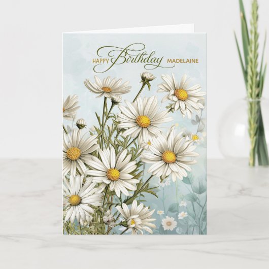 Carte Jardin des marguerites avec nom Anniversaire (Devant)