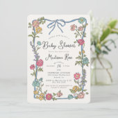 Carte Jardin d'été Baby shower floral brillant (Debout devant)