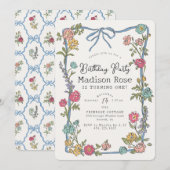 Carte Jardin d'été Fête Florale brillante Anniversaire (Devant / Derrière)