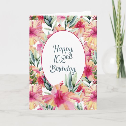 Carte Jardin d'Hibiscus pour 102e anniversaire (Devant)
