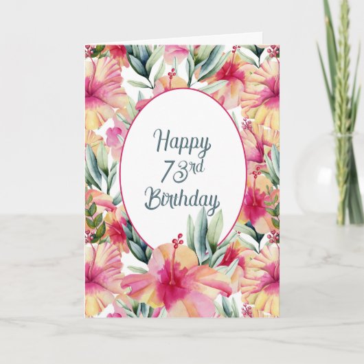Carte Jardin d'Hibiscus pour 73e anniversaire (Devant)