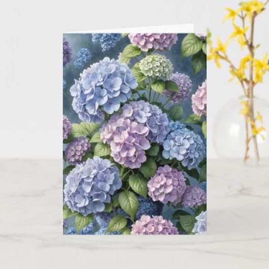 Carte Jardin d'Hydrangea Anniversaire (Fleur jaune)