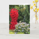 Carte Jardin et sculpture de verre rouge (Fleur jaune)