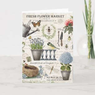 Carte Jardin fleuri Vintage