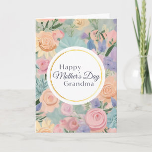 Carte Jardin Floral Pastel Douce Fête des Mères Grand-mè