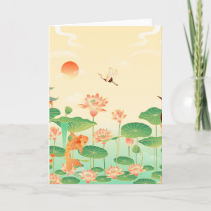 Carte Jardin japonais de Koi Pond and Waterlilies Art