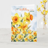 Carte Jardin jonquille avec nom Anniversaire (Fleur jaune)