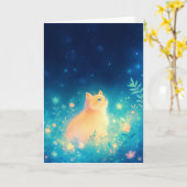 Carte Jardin mystique de chat orange (Fleur jaune)