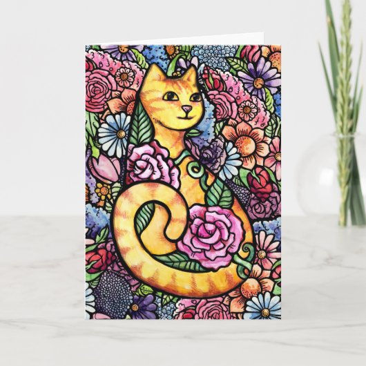 Carte Jardin Orange Tabby Chat (Devant)