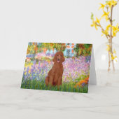 Carte Jardin - Poodle rouge foncé #1 (Fleur jaune)