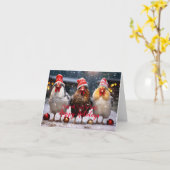 Carte Jardin Poulets Noël Joyeux Fêtes Drôle (Fleur jaune)