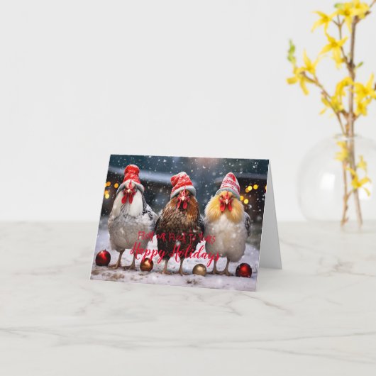 Carte Jardin Poulets Noël Joyeux Fêtes Drôle (Fleur jaune)