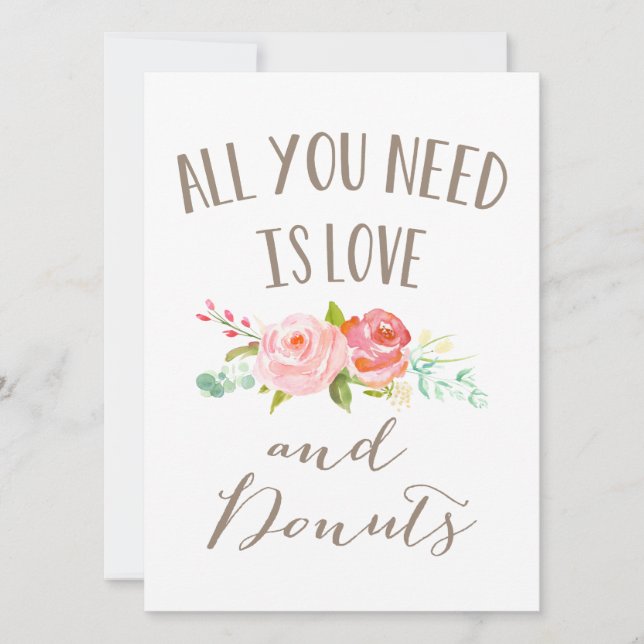 Carte Jardin rose Amour floral et beignets (Devant)