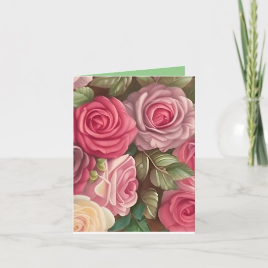 Carte Jardin Rose victorien - Fleurs rose pastel (Devant)